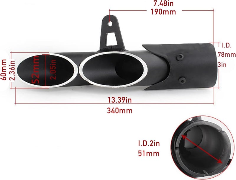 LNTOR 38mm-51mm Motorcycle Exhaust Tips, Slip-On Exhaust for 1.5-2" Motorcycle Exhaust Port, Compatible with Honda Grom, Kawasaki, Yamaha - Image 3